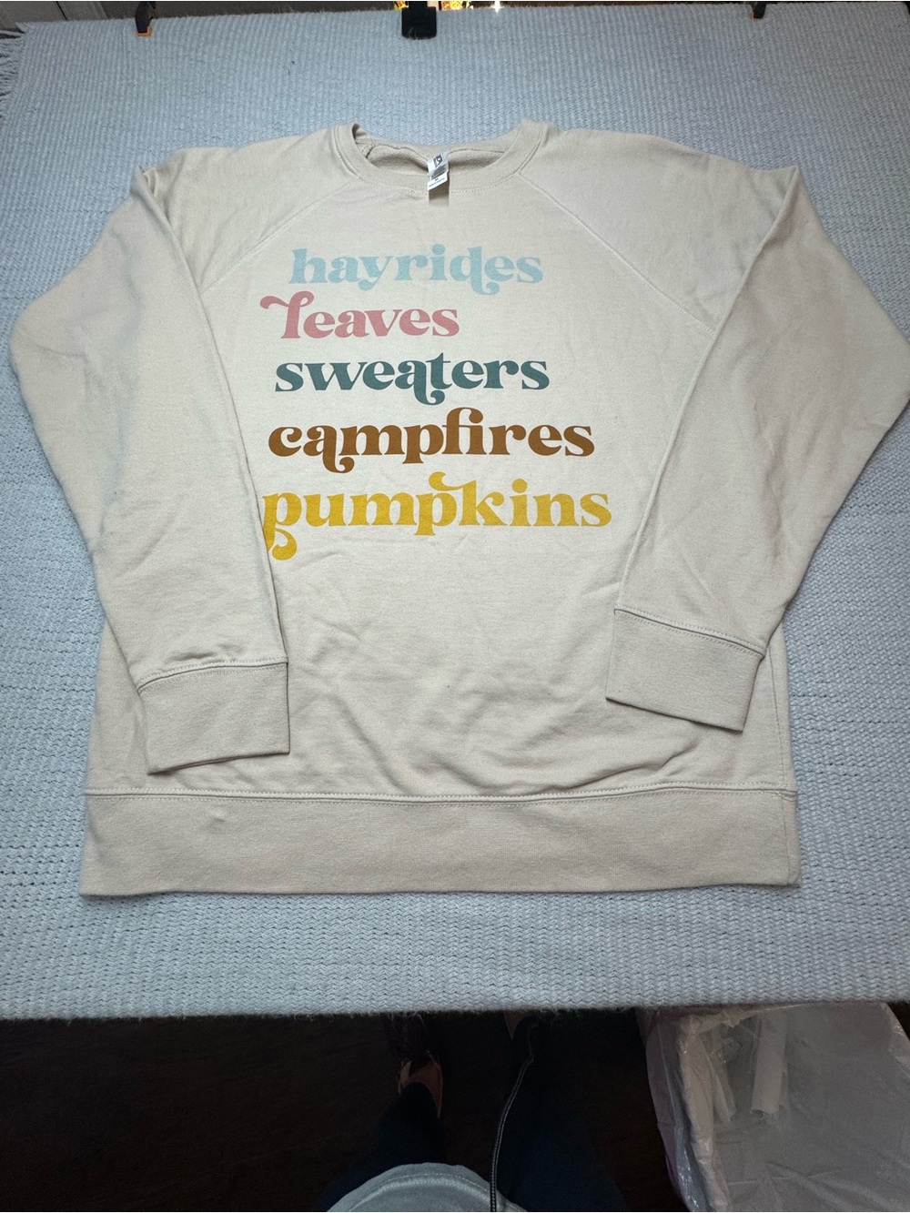 Cream Graphic Crewneck Sweatshirt - Cozy Fall Words